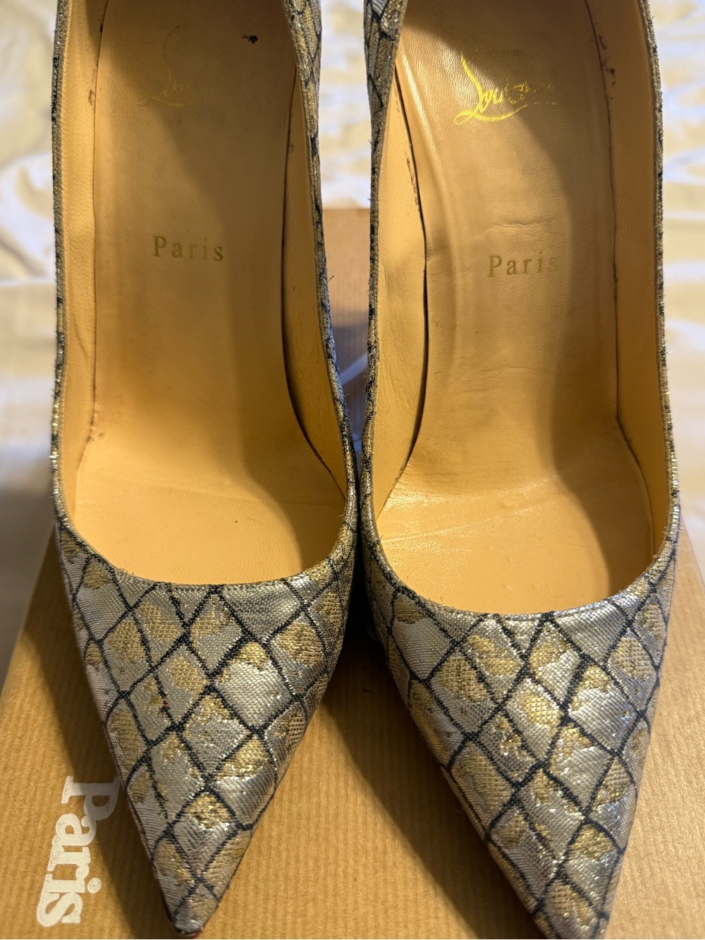 Christian Louboutin - Silver Snake Print Lurex Decollete 554 100 Pumps Size 9/39